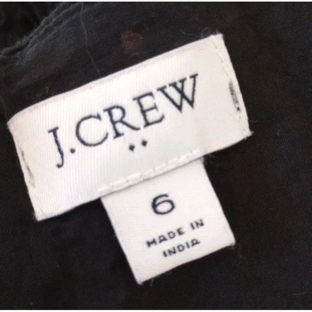 J.Crew Black Eyelet Dress Womens Size 6 Sleeveless Midi Classic Holiday Goth